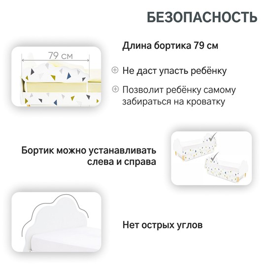 Кровать в детскую Stumpa Облако "Треугольники зеленый, синий" в Ярославле - изображение 15