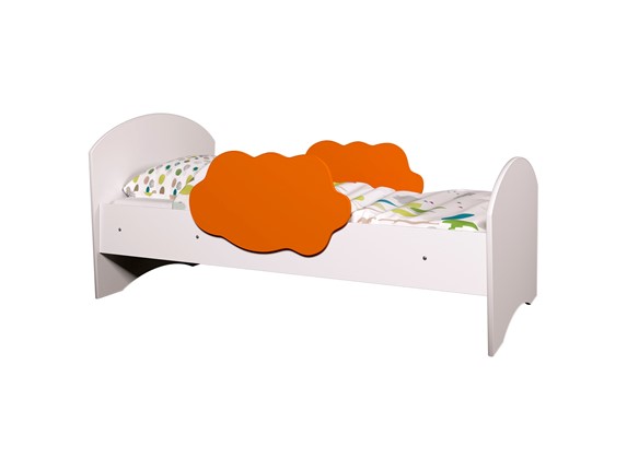 Детская кровать с бортиками Тучка, корпус Белый, фасад Оранжевый в Ярославле - изображение
