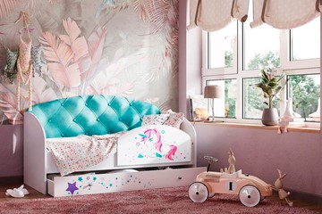 Детская кровать Звездочка с бортиком, Бирюза в Ярославле