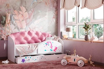 Односпальная детская кровать Звездочка с бортиком, Розовый в Ярославле - предосмотр