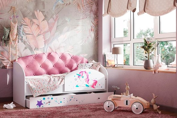 Односпальная детская кровать Звездочка с бортиком, Розовый в Ярославле - изображение