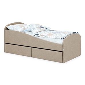 Мягкая кровать с ящиками Letmo 190х80 песочный (рогожка) в Ярославле - предосмотр