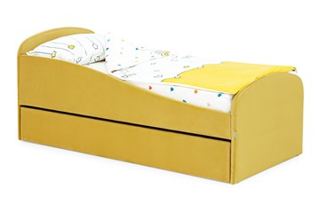Мягкая кровать с ящиком Letmo горчичный (велюр) в Ярославле - предосмотр