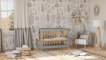 Кровать для новорожденных POLINI Kids Simple 360 Серый / Натуральный в Ярославле - предосмотр 7