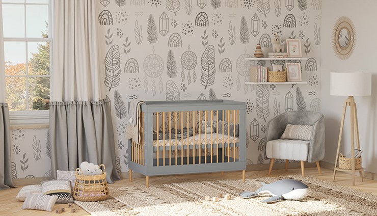 Кровать для новорожденных POLINI Kids Simple 360 Серый / Натуральный в Ярославле - изображение 7
