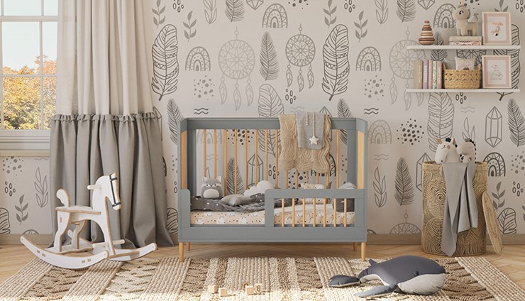Кровать для новорожденных POLINI Kids Simple 360 Серый / Натуральный в Ярославле - изображение 8