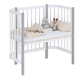 Кроватка детская приставная POLINI Kids Simple 105 Белый / Серый в Рыбинске - предосмотр 1
