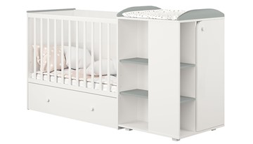 Детская кровать с комодом POLINI Kids Ameli 800 Белый / Серый, серия AMELI в Рыбинске - предосмотр 1