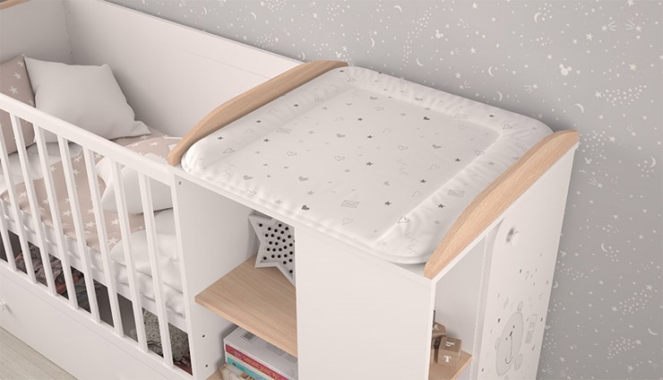 Детская кровать с комодом POLINI Kids French 800 TEDDY Белый / Дуб пастельный в Ярославле - изображение 6