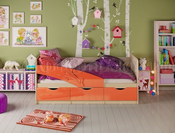 Кроватка Дельфин, Оранжевый глянец 80х160 в Ярославле - изображение