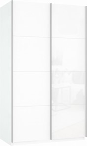 Шкаф-купе 2-х дверный Прайм (ДСП/Белое стекло) 1600x570x2300, белый снег в Ярославле - предосмотр