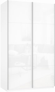 Шкаф 2-дверный Прайм (Белое стекло/Белое стекло) 1200x570x2300, белый снег в Ярославле - предосмотр