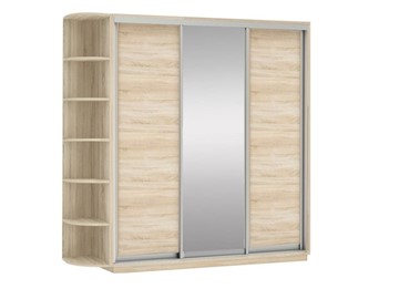Шкаф 3-дверный Экспресс (ДСП/Зеркало/ДСП) со стеллажом, 2100х600х2400, дуб сонома в Ярославле