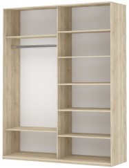 Шкаф 2-дверный Прайм (Белое стекло/Белое стекло) 1400x570x2300, бетон в Ярославле - изображение 1