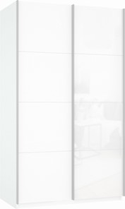 Шкаф двухдверный Прайм (ДСП/Белое стекло) 1200x570x2300, белый снег в Ярославле - предосмотр