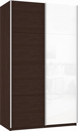 Шкаф двухдверный Прайм (ДСП/Белое стекло) 1600x570x2300, венге в Ярославле - изображение