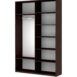 Шкаф 2-х створчатый Прайм (Зеркало/Белое стекло) 1600x570x2300, венге в Ярославле - предосмотр 1