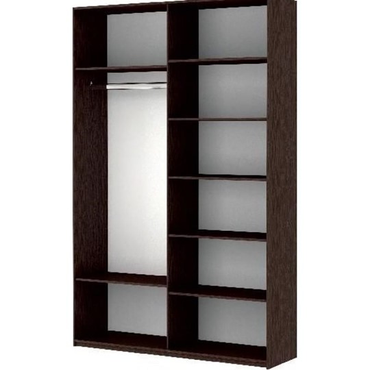 Шкаф 2-х створчатый Прайм (Зеркало/Белое стекло) 1600x570x2300, венге в Ярославле - изображение 1