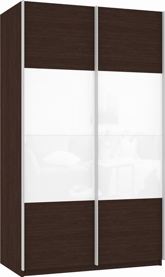 Шкаф двухдверный Прайм (ДСП/Белое стекло) 1600x570x2300, венге в Ярославле - изображение 2