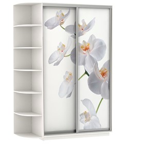 Шкаф Экспресс 1700x600x2200, со стеллажом, Орхидея белая/белый снег в Ярославле