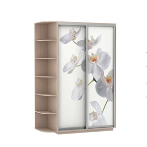 Шкаф 2-х створчатый Экспресс 1700x600x2200, со стеллажом, Орхидея белая/дуб молочный в Ярославле - предосмотр