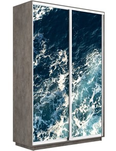 Шкаф 2-х створчатый Экспресс 1400x600x2400, Морские волны/бетон в Ярославле