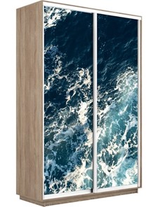 Шкаф 2-х створчатый Экспресс 1600x450x2200, Морские волны/дуб сонома в Ярославле