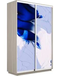 Шкаф 2-х дверный Экспресс 1600x600x2200, Абстракция бело-голубая/шимо светлый в Ярославле