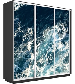 Шкаф 3-створчатый Экспресс 1800х600х2200, Морские волны/серый диамант в Ярославле