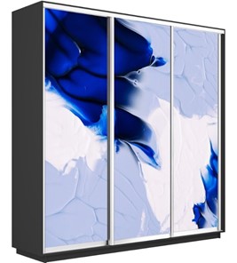 Шкаф трехдверный Экспресс 2400х600х2200, Абстракция бело-голубая/серый диамант в Ярославле