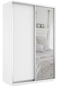 Шкаф 2-х дверный Экспресс (ДСП/Зеркало) 1200х450х2400, белый снег в Ярославле