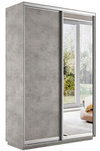 Шкаф 2-дверный Экспресс (ДСП/Зеркало) 1400х600х2200, бетон в Ярославле - предосмотр