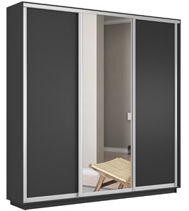 Шкаф 3-дверный Экспресс (ДСП/Зеркало/ДСП), 1800х450х2200, серый диамант в Ярославле