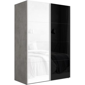 Шкаф 2-дверный Эста (Стекло белое/Стекло черное) 1600x660x2200, бетон в Ярославле