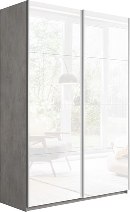 Шкаф Прайм (Белое стекло/Белое стекло) 1200x570x2300, бетон в Ярославле - изображение