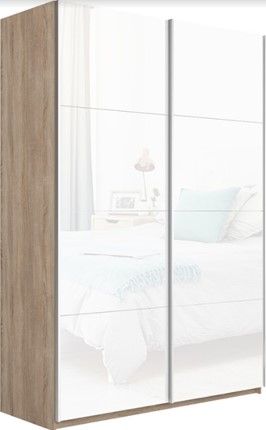 Шкаф Прайм (Белое стекло/Белое стекло) 1600x570x2300, дуб сонома в Ярославле - изображение