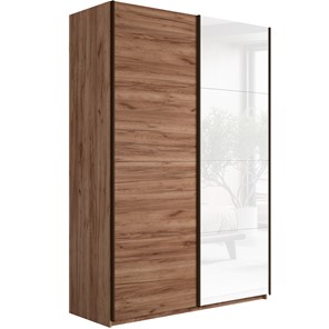 Шкаф 2-х дверный Прайм (ДСП/Белое стекло) 1600x570x2300, Крафт табачный в Ярославле - предосмотр