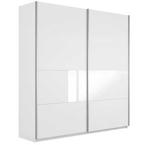 Шкаф 2-створчатый Широкий Прайм (ДСП / Белое стекло) 2200x570x2300, Белый снег в Ярославле - предосмотр