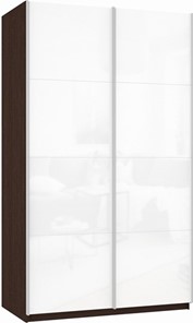 Шкаф 2-х дверный Прайм (Белое стекло/Белое стекло) 1600x570x2300, венге в Ярославле - предосмотр