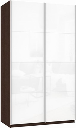 Шкаф 2-х дверный Прайм (Белое стекло/Белое стекло) 1600x570x2300, венге в Ярославле - изображение