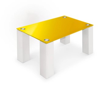 Журнальный столик Колизей-8, белый/желтое стекло в Рыбинске
