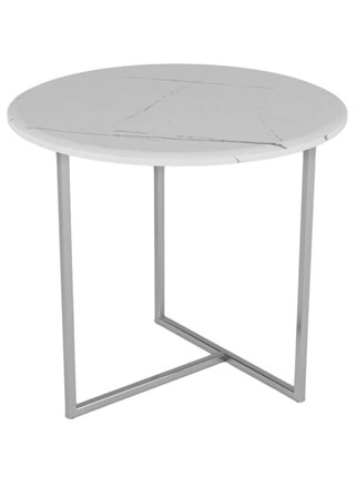 Круглый столик Альбано (белый мрамор-хром) в Ярославле - изображение