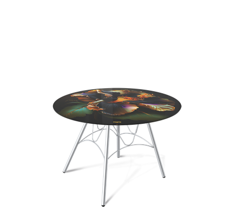Круглый столик SHT-S100 / SHT-TT32 60 стекло/МДФ (ночной цветок/хром лак) в Ярославле - изображение