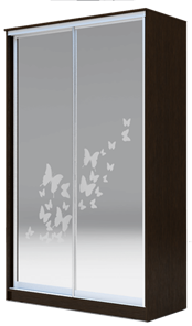 Шкаф 2-х дверный 2400х1682х420 два зеркала, "Бабочки" ХИТ 24-4-17-66-05 Венге Аруба в Ярославле