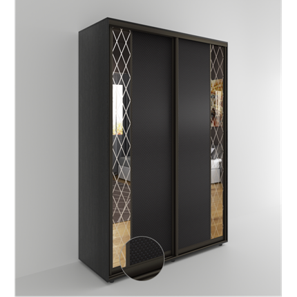 Шкаф 2-х дверный Акцент-Вера 2-КР (Эко кожа Версаль, ромбы) 2303х1400х600, Венге в Ярославле - изображение
