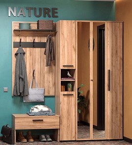 Шкаф для одежды Nature 87, фасад зеркало, Дуб табачный Craft-Черный в Ярославле - предосмотр 5