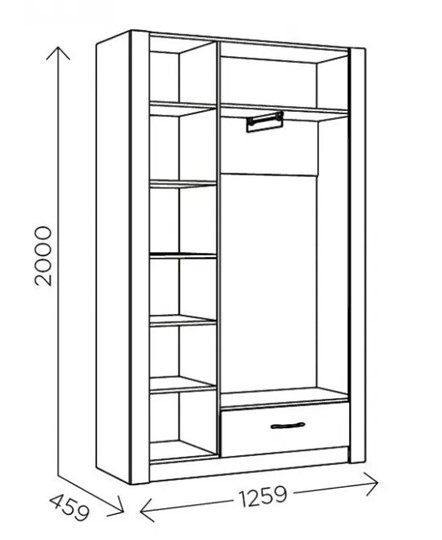 Шкаф гардеробный Ева 5 М2 дуб ирландский/белый матовый в Ярославле - изображение 2