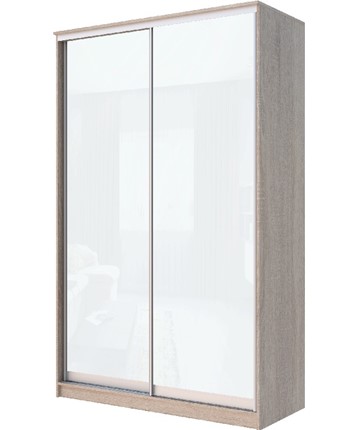 Шкаф 2-х дверный Хит-22-4-12/2-22 с цветным стеклом, белое №10, Дуб сонома в Ярославле - изображение