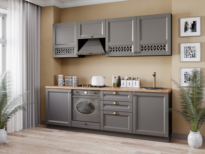 Модульная кухня Амели-3 2400, Чёрный/Оникс серый в Ярославле - изображение