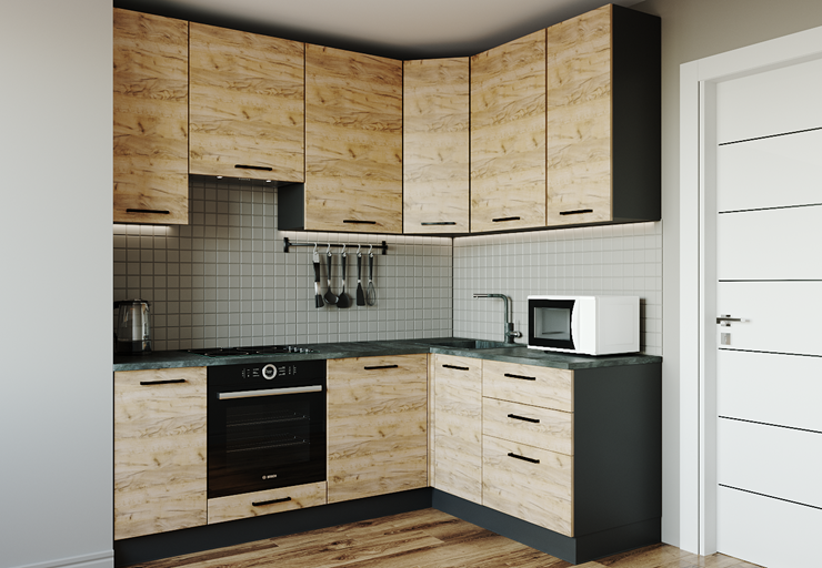 Кухонный угловой гарнитур Крафт-2200х1600 в Ярославле - изображение